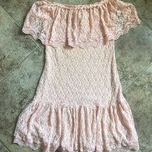 Dusty Pink Lace Strapless Dress